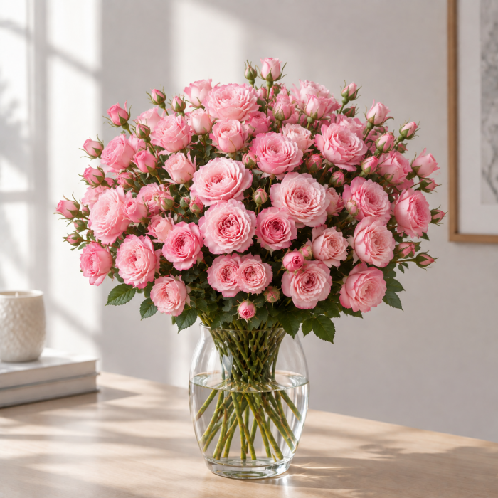 Монобукет из розовой кустовой розы, фото 3